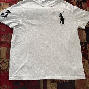 Polo Ralph Lauren Big Pony #3 Embroidered Heather Grey/Black T-Shirt